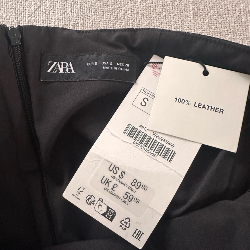 ZARA 💯% LEATHER STRAPLESS TOP Small - Picture 4 of 4